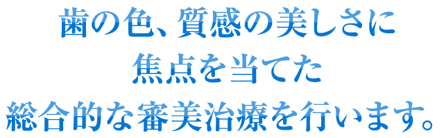 歯の色、質感の美しさに焦点を当てた総合的な審美治療を行います。